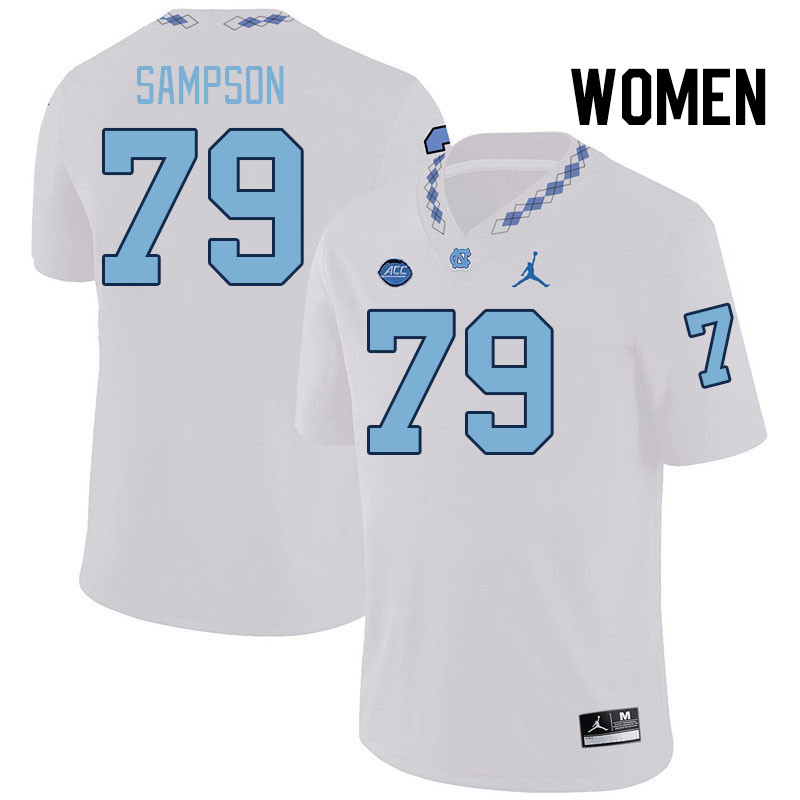 Women #79 Howard Sampson North Carolina Tar Heels College Football Jerseys Stitched-White